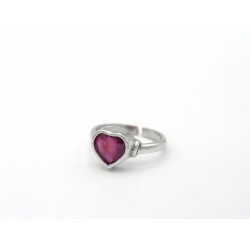 Anello HEART in argento 925 con rubino - ValentinaDomenichelli.com