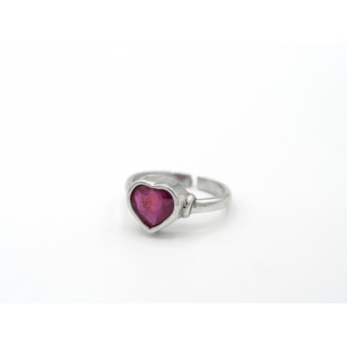 Anello HEART in argento 925 con rubino - ValentinaDomenichelli.com