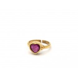 Anello HEART in argento 925 bagnato oro giallo con rubino - ValentinaDomenichelli.com