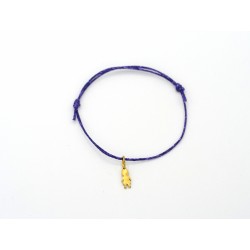 Bracciale BOY in cordino di cotone cerato e ciondolo in argento 925 bagnato oro giallo - ValentinaDomenichelli.com