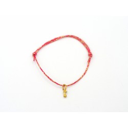 Bracciale PACY in cordino di cotone cerato e ciondolo in argento 925 bagnato oro giallo - ValentinaDomenichelli.com