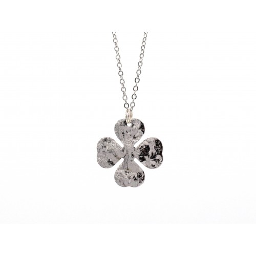 Ciondolo LUCKY CLOVER in bronzo bagnato argento - ValentinaDomenichelli.com