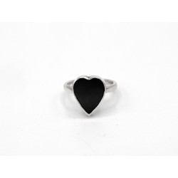 Anello ONYX HEART in argento 925 con piastrina di onice nero a cuore   - valentinadomenichelli.com