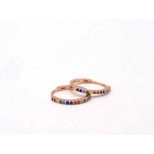 Orecchini RAINBOW in argento 925 bagnato oro rosa con zirconi colorati.