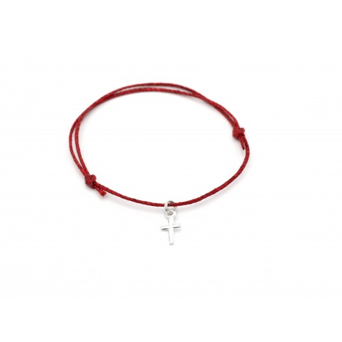 Bracciale CROSS in cordino di cotone cerato e ciondolo in argento 925 - valentinadomenichelli.com