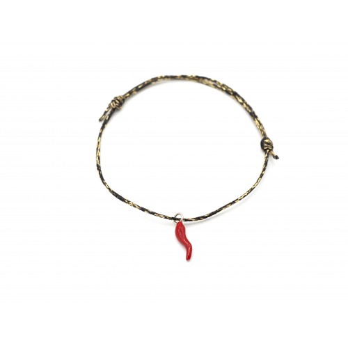 Bracciale CORNINO in cordino di cotone cerato e ciondolo in argento 925 - valentinadomenichelli.com