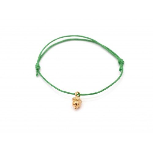 Bracciale ACORN in cordino di cotone cerato e ciondolo in bronzo corato - valentinadomenichelli.com