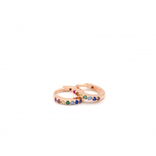 Orecchini RAINBOW in argento 925 bagnato oro rosa con zirconi colorati - valentinadomenichelli.com