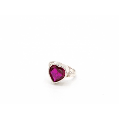 Anello HEART in argento 925 con rubino a forma di cuore - valentinadomenichelli.com