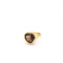 Anello HEART in argento 925 bagnato oro giallo con quarzo fumè a forma di cuore - valentinadomenichelli.com