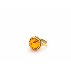 Anello AMBER in argento 925 bagnato oro giallo con ambra - valentinadomenichelli.com