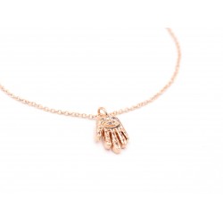 Ciondolo LUCKY HAND in bronzo bagnato oro rosa - valentinadomenichelli.com