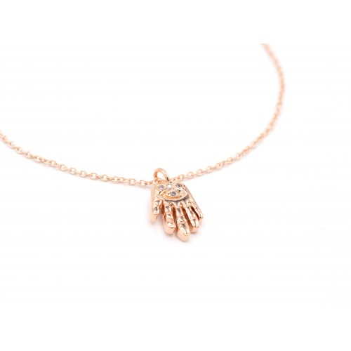 Ciondolo LUCKY HAND in bronzo bagnato oro rosa - valentinadomenichelli.com