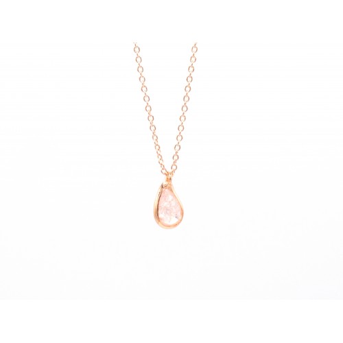 Ciondolo DROP in bronzo bagnato oro rosa con zircone a goccia - Valentinadomenichelli.com