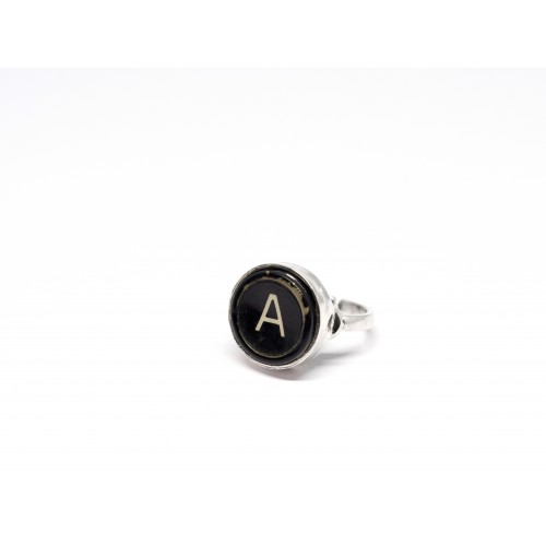 Anello in argento 925 e tasto originale di macchina da scrivere d'epoca